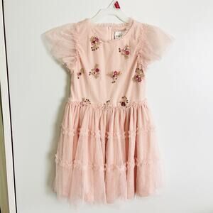 Rare Edition Girls Party Dress Pink With Tulle & Sequins Size 7/8 Medium